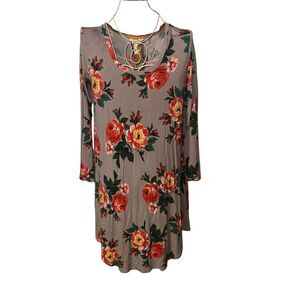Beautiful Matilda Jane Say I'm a Dreamer Gray Fall Floral Dress Size S Long Slee